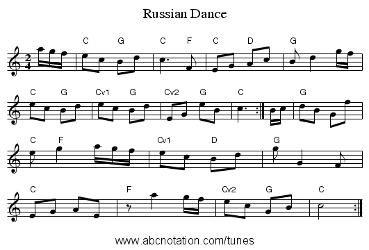 Russian Dance - staff notation
