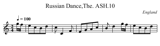 Russian Dance,The. ASH.10 - staff notation