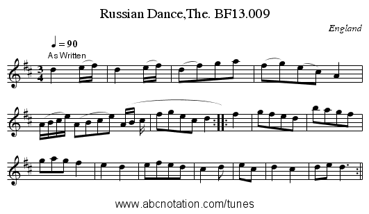 Russian Dance,The. BF13.009 - staff notation