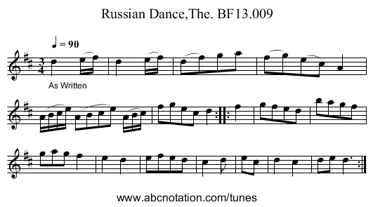 Russian Dance,The. BF13.009 - staff notation
