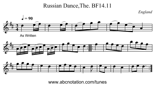 Russian Dance,The. BF14.11 - staff notation