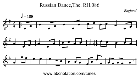 Russian Dance,The. RH.086 - staff notation