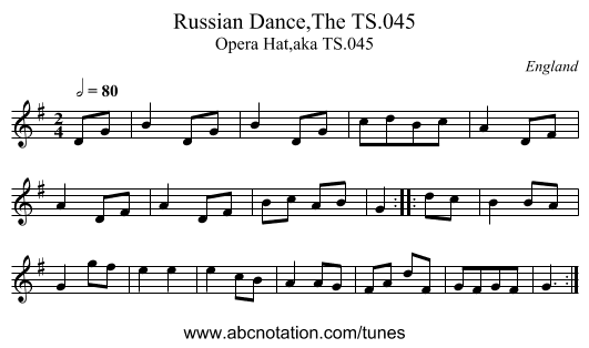 Russian Dance,The TS.045 - staff notation