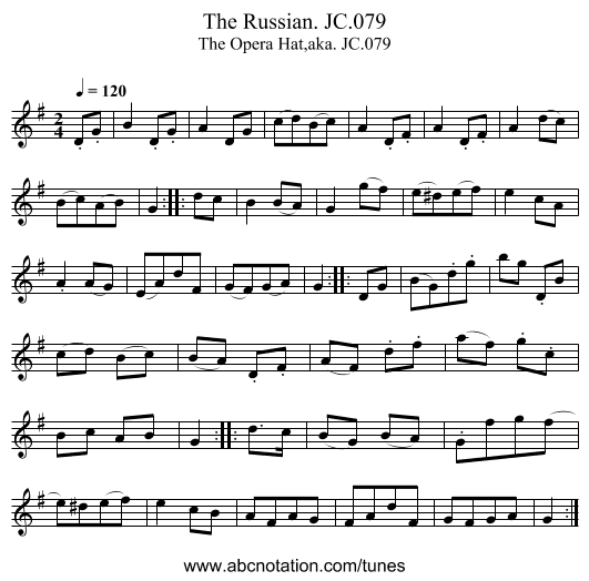 Russian. JC.079, The - staff notation