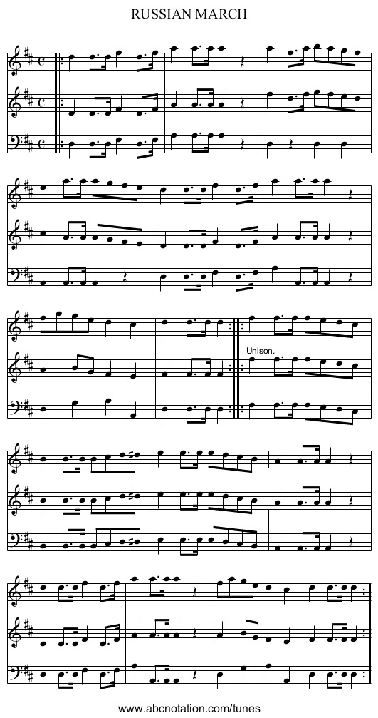 RUSSIAN MARCH - staff notation