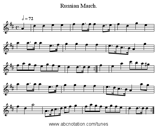 Russian March. - staff notation