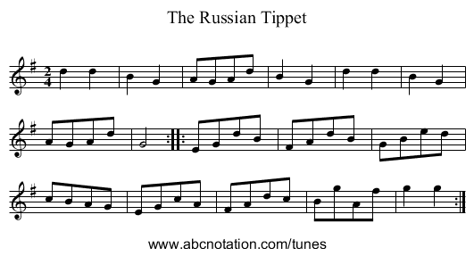 Russian Tippet, The - staff notation