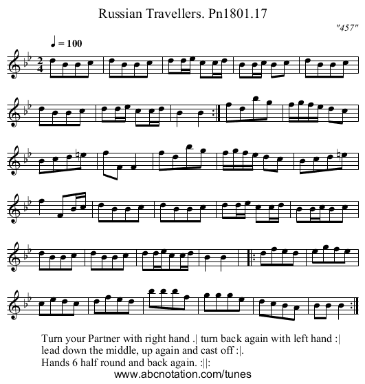 Russian Travellers. Pn1801.17 - staff notation