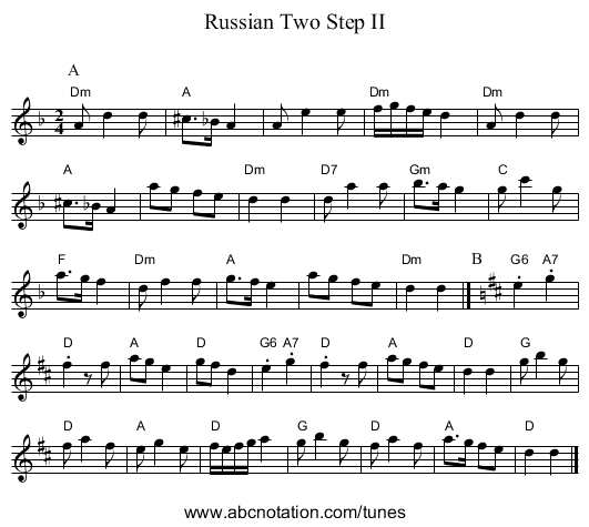 Russian Two Step II - staff notation