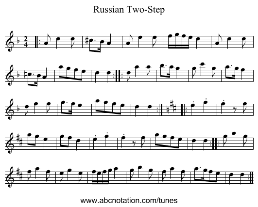 Russian Two-Step - staff notation