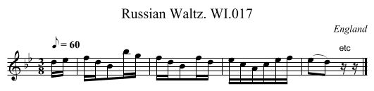 Russian Waltz. WI.017 - staff notation