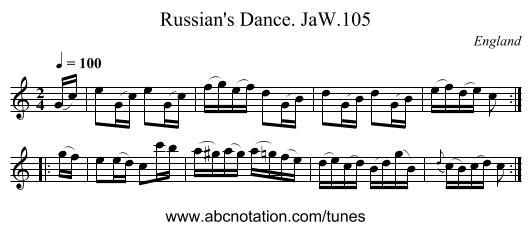 Russian's Dance. JaW.105 - staff notation
