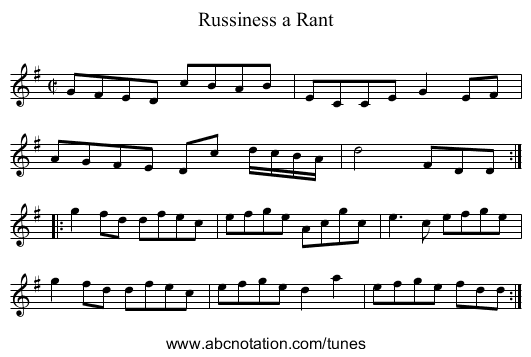 Russiness a Rant - staff notation