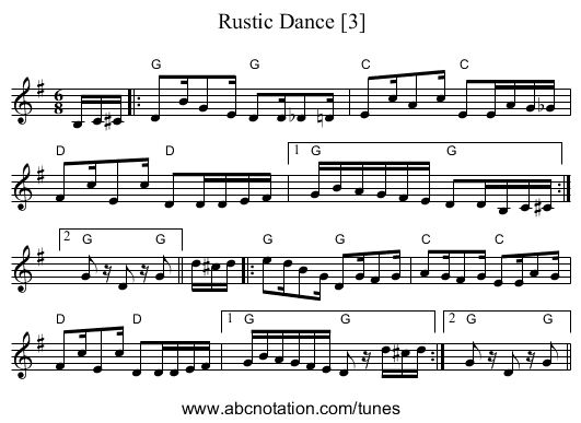 Rustic Dance [3] - staff notation