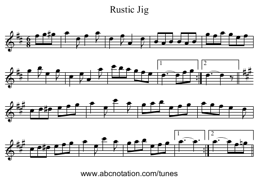 Rustic Jig - staff notation