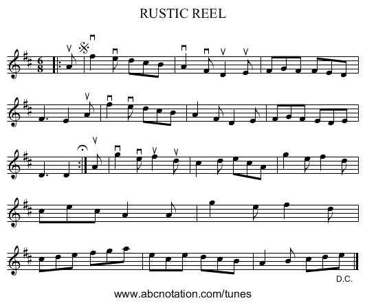 RUSTIC REEL - staff notation