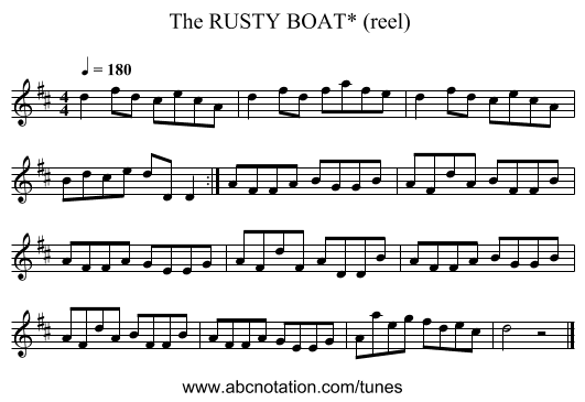 RUSTY BOAT* (reel) , The - staff notation