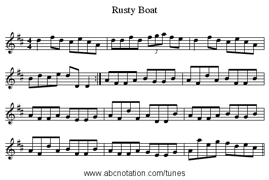 Rusty Boat - staff notation