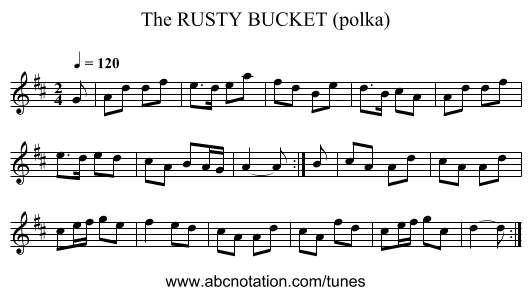 RUSTY BUCKET (polka), The - staff notation