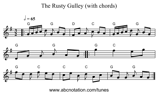 Rusty Gulley (with chords), The - staff notation