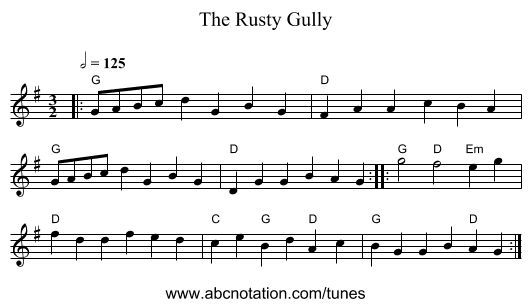 Rusty Gully, The - staff notation