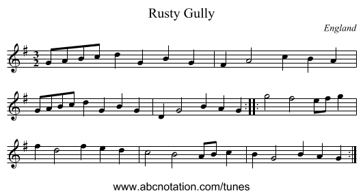 Rusty Gully - staff notation