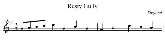 Rusty Gully - staff notation