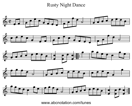 Rusty Night Dance - staff notation