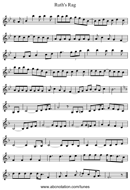 Ruth's Rag - staff notation