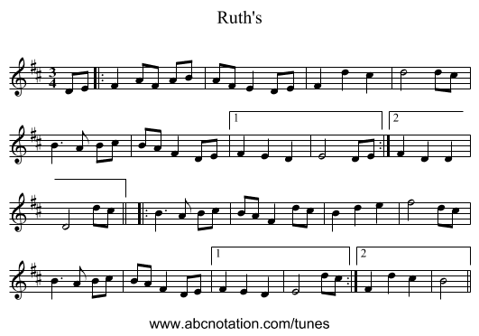 Ruth's - staff notation