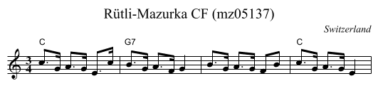 R&uuml;tli-Mazurka CF (mz05137) - staff notation