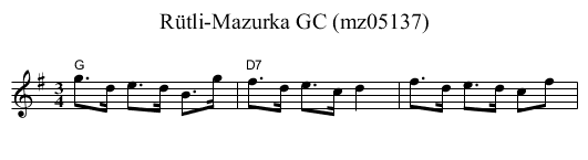R&uuml;tli-Mazurka GC (mz05137) - staff notation