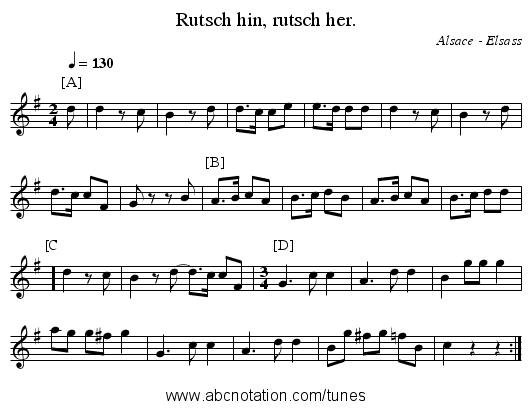 Rutsch hin, rutsch her. - staff notation