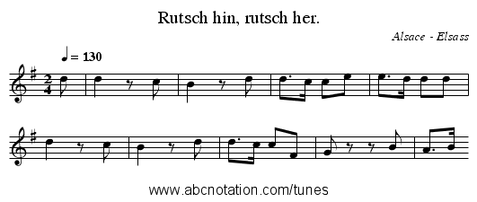 Rutsch hin, rutsch her. - staff notation