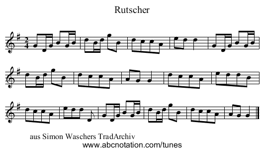 Rutscher - staff notation