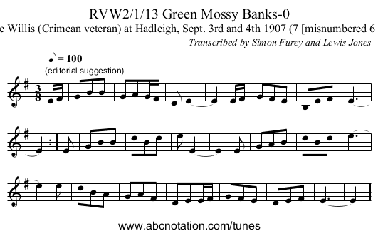 RVW2/1/13 Green Mossy Banks-0 - staff notation