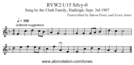 RVW2/1/15 Silvy-0 - staff notation