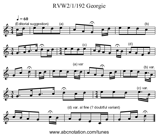 RVW2/1/192 Georgie - staff notation