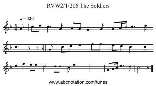 RVW2/1/206 The Soldiers - staff notation