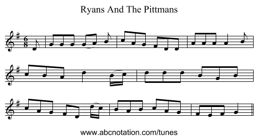 Ryans And The Pittmans - staff notation