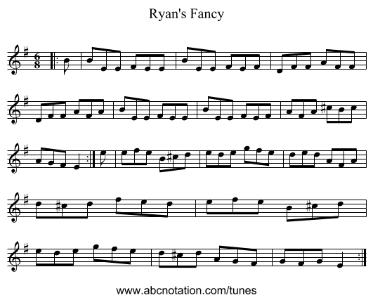 Ryan's Fancy - staff notation