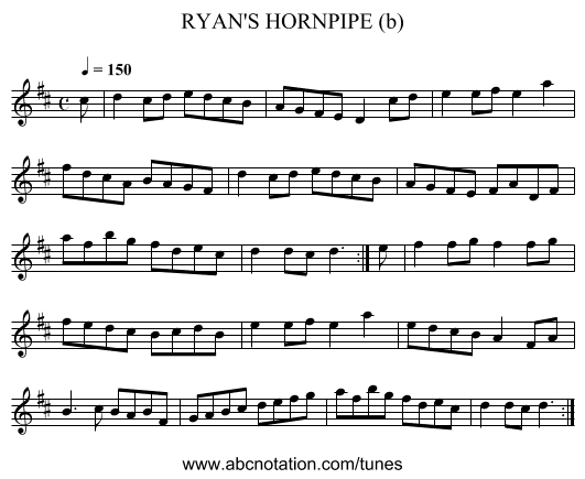 RYAN'S HORNPIPE (b) - staff notation