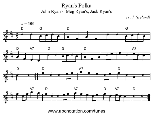 Ryan's Polka - staff notation