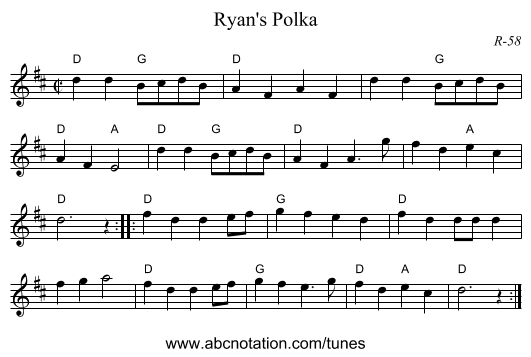 Ryan's Polka - staff notation