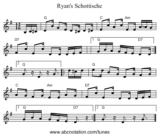 Ryan's Schottische - staff notation