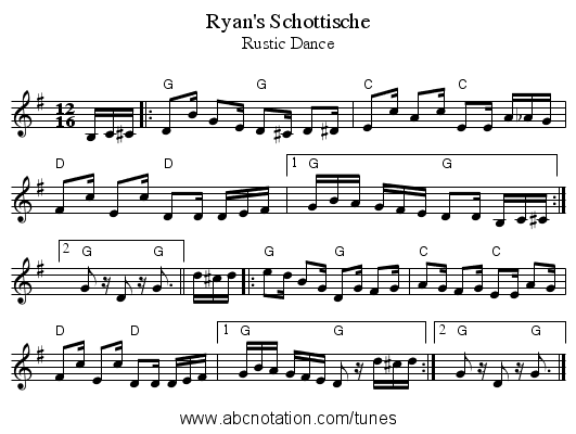 Ryan's Schottische - staff notation