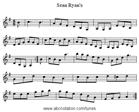 Ryan's, Sean - staff notation
