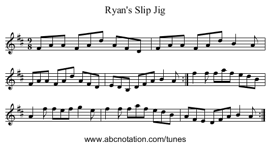 Ryan's Slip Jig - staff notation