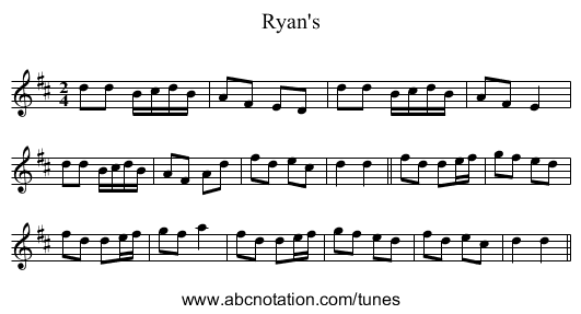 Ryan's - staff notation