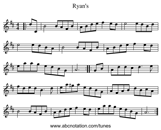 Ryan's - staff notation